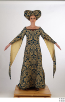  Photos Woman in Historical Dress 2 15th Century a poses blue Gold and dress medieval clothing whole body 0001.jpg